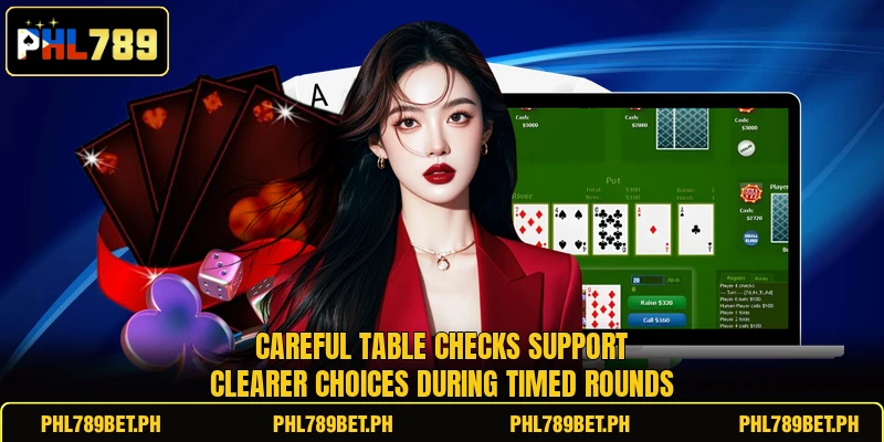 Careful table checks support clearer choices during timed rounds Careful table checks support clearer choices during timed rounds