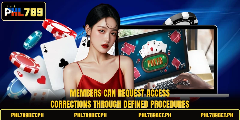 Members can request access corrections through defined procedures