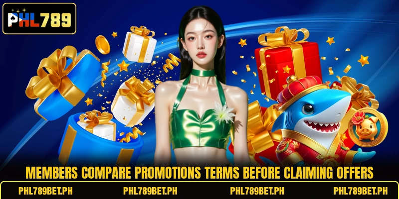 Members compare Promotions terms before claiming offers