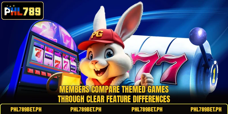 Members compare themed games through clear feature differences Members compare themed games through clear feature differences