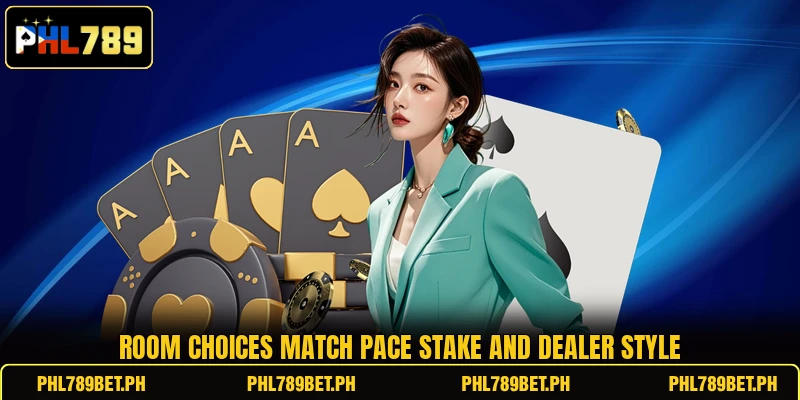Room choices match pace stake and dealer style Room choices match pace stake and dealer style